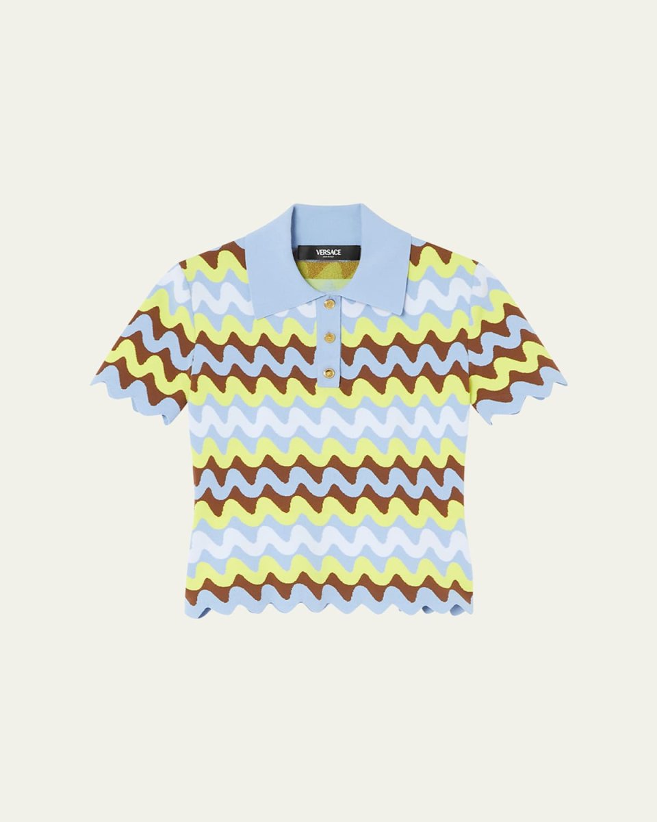 Wave Knit Short Sleeve Sweater